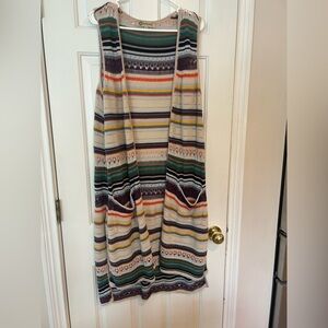 Democracy multi color striped long lightweight Sleeveless Knit Cardigan/Vest